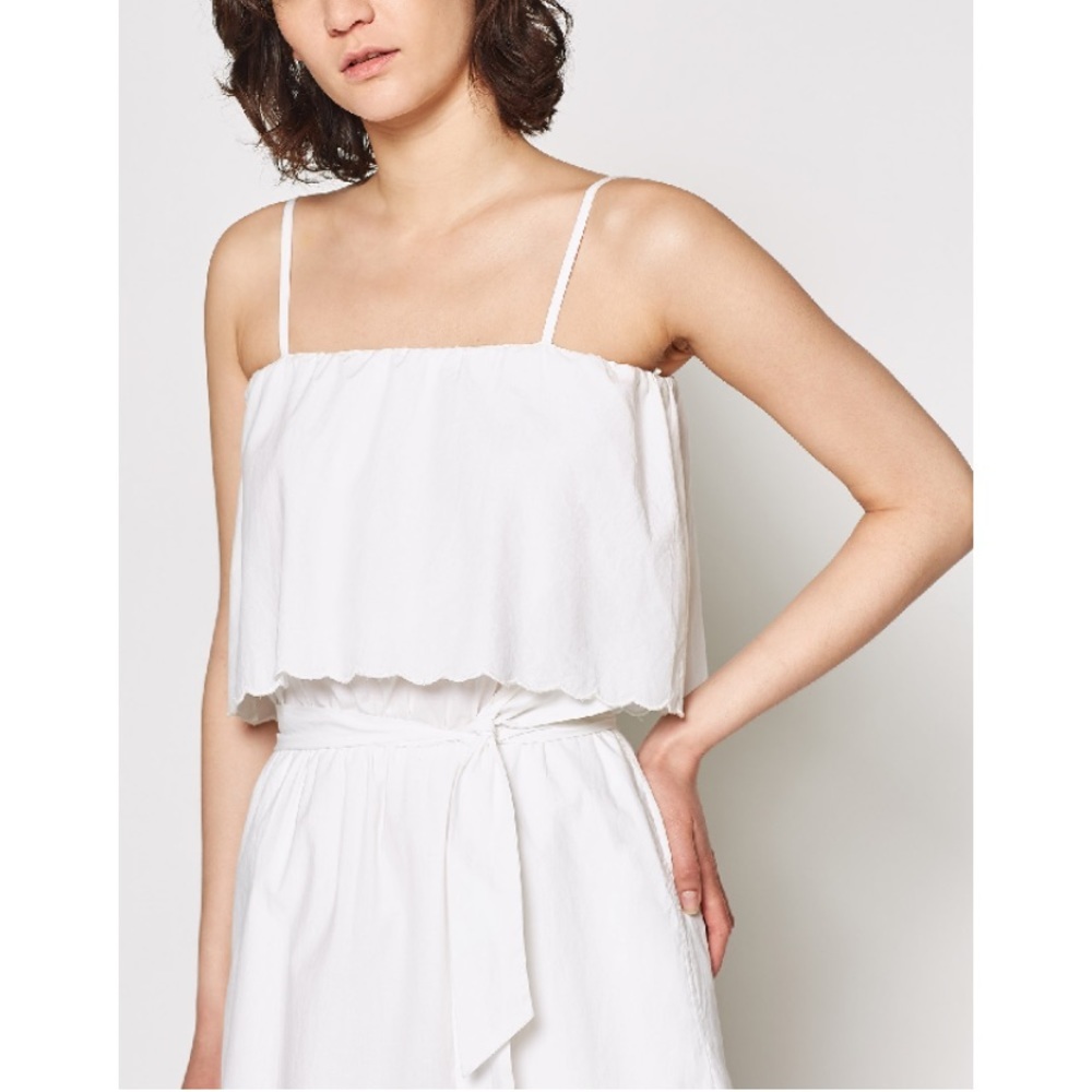 NWT Joie Rindinya Ruffled Scalloped Midi Dress White S - Picture 3 of 10